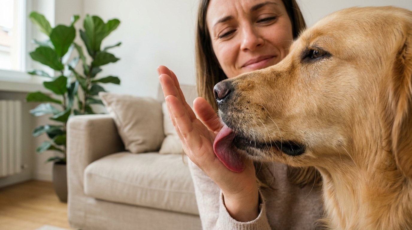 “Il mio cane mi copre di leccate dal mattino alla sera”: quello che rivela su di lui, e come aiutarlo a calmarsi