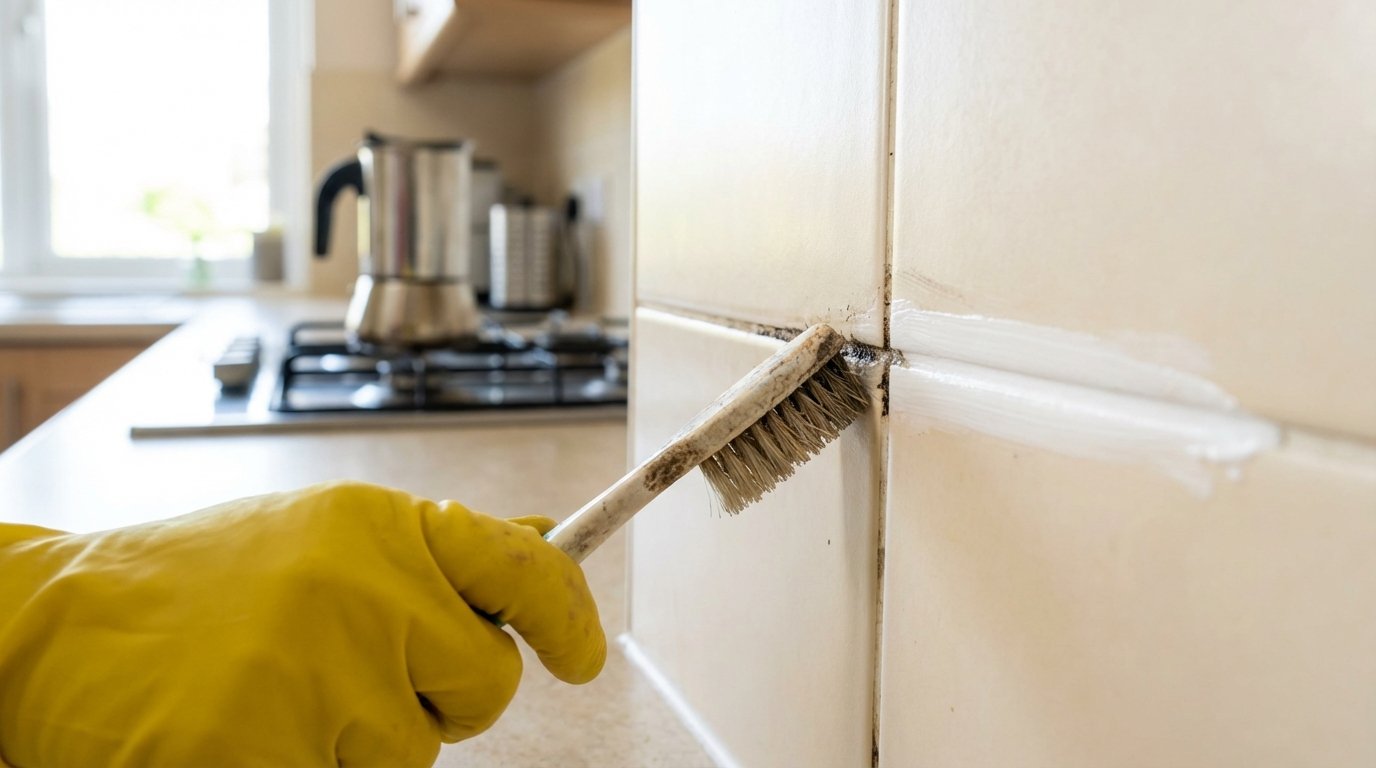 Le fughe delle piastrelle della vostra cucina diventano bianche di nuovo con questo trucco della nonna dimenticato