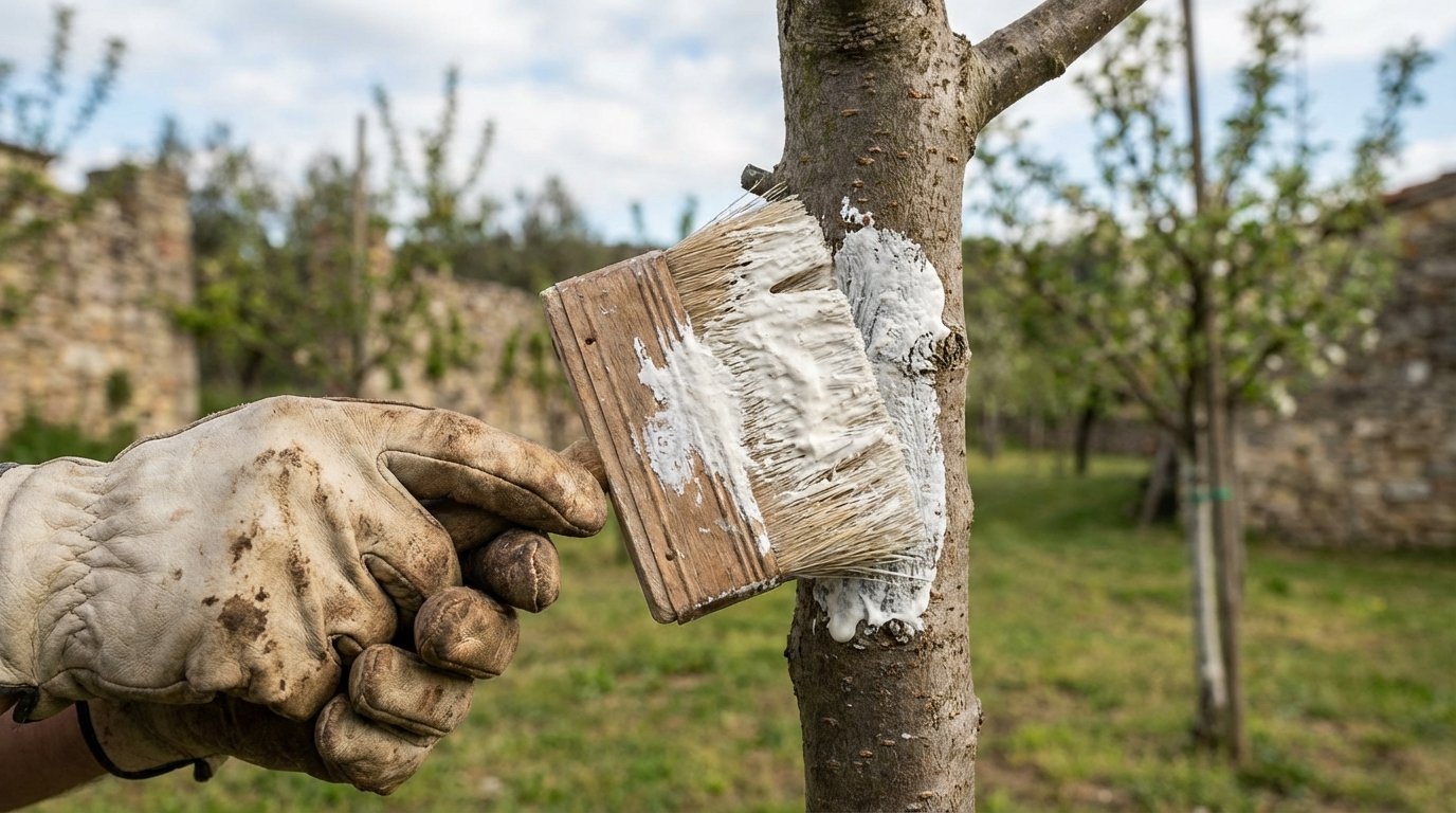 Perché dipingere i suoi alberi in bianco? Il segreto antico che salverà i vostri raccolti questa primavera.