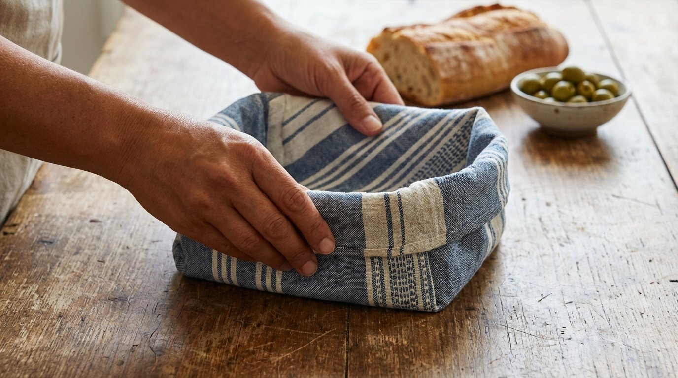 Se conservate questi strofinacci da cucina, potete farne in 2 min un accessorio da tavola sorprendente, senza cucitura