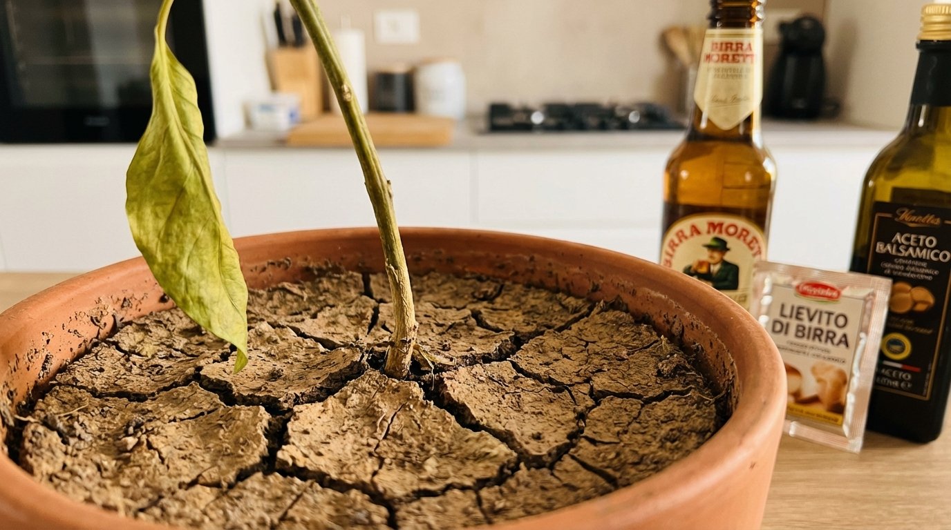 Se la terra dei vostri vasi è dura e le vostre piante deperiscono, questa miscela di 4 ingredienti da cucina le resuscita