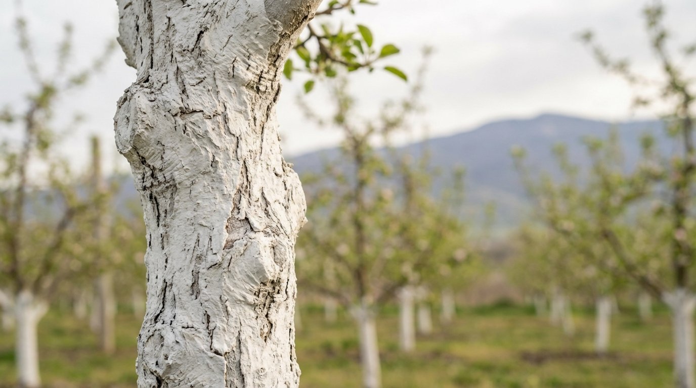 Sorpresi da questi tronchi di alberi da frutto dipinti di bianco? Ecco il gesto naturale che protegge il vostro frutteto senza chimica
