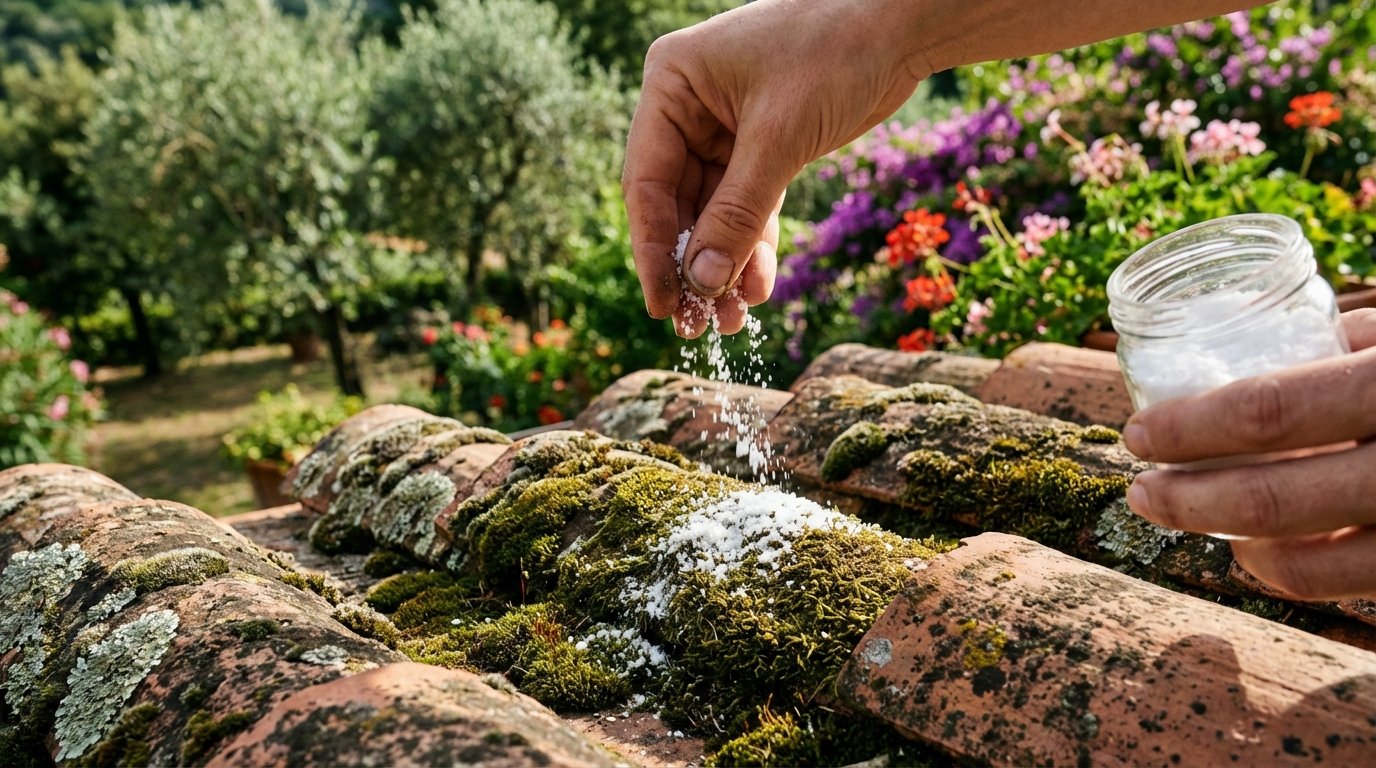 Terrazza scivolosa e lastre inverdite: questi 4 ingredienti da cucina eliminano il muschio meglio della candeggina